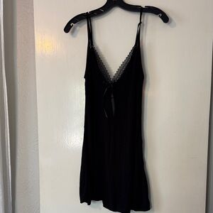 Black Lace-Trim Slip Dress